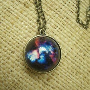 Glass Sphere with Nebula Pendant Necklace
